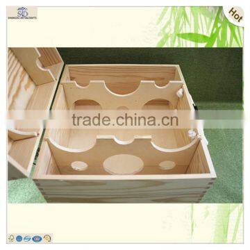Custom Logo Hinge 6 Bottles Pine Wooden Wine Boxes photo-5