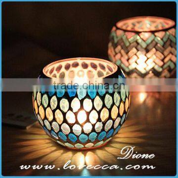 Starburst Round Ball Shape Seashell Handmade Mosaic Glass Candle Holders photo-5