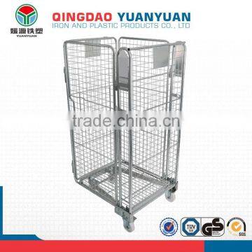 4 Sided Logistics Trolley Roll Container Standard Equipment Cages Wire Mesh Rolling Storage Cage Collapsible Pallet Box