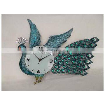 peacock wall metal digital clock