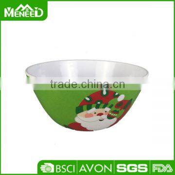 Holiday decorative items dinner use green Santa Claus print melamine Christmas plastic bowl