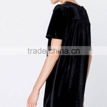 New Short Sleeve Floral Velvet Mini Dress Frock Design With Hand Embroidery Designs For Dress 2016 HSD5828 photo-6