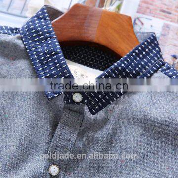 Comfortable Latest Design Short Sleeve Plain Cotton Dress Shirts for Men photo-6