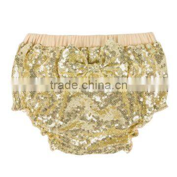 Gold sequins baby cotton bloomers with bow back