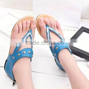 HFR-T0047 wholesale latest design rivet PU 2014 fashion ladies flat sandals beach shoes