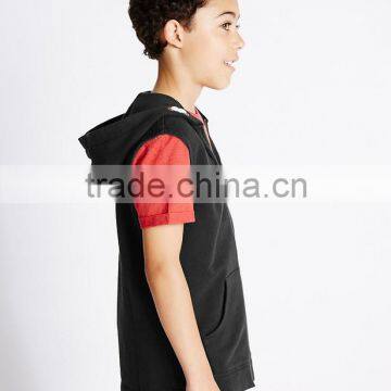 Boy's Pure Cotton Solid Color Hooded Sleeveness Sweatshirt Vest Waistcoat (5-14 Years) photo-2