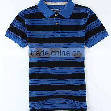 Men's wear striped cotton polo shirt