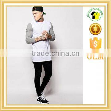 New Trendy Longline t Shirts Slim Fitted T-shirt With Contrast Sleeves photo-4