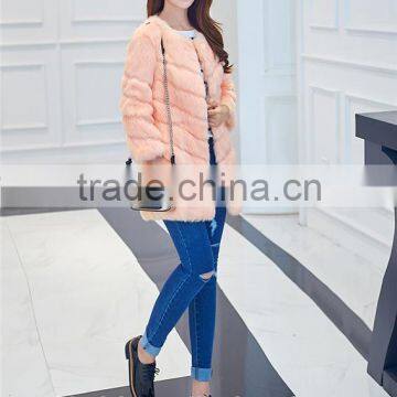 Genuine Rabbit Fur Coat Women Rabbit Fur Coat Winter Natural Fur Jacket Winter Overcoat photo-4