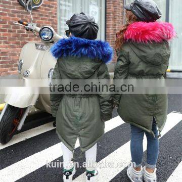 2016 hot sales europe style real fox fur collar with duck feather winter warm overcoat