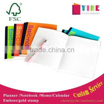 A5 cheap student notebook customizable perfect binding planner line shape inner page