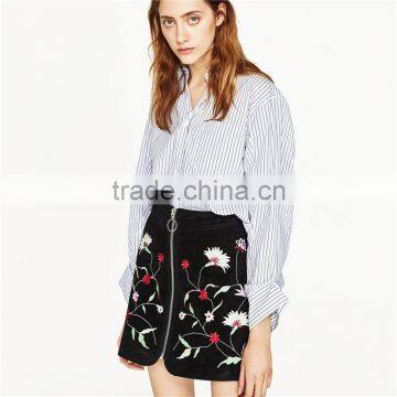 2017 OEM Spring Flowers-embroidered A Line Skirt With Metallic Details photo-2