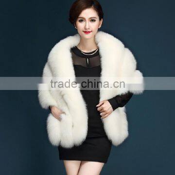 New Arrival Fashion Design Lady Fox Fur Scarf Collar Cape Shawl Wrap Stole for Winter