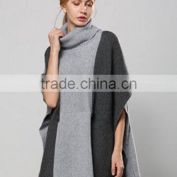 Womens Free Crochet Knit Turtleneck Sweater Pattern Poncho With High Quality photo-4