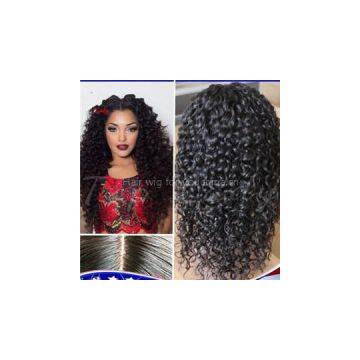 Malaysia human hair full lace wig jerry curly