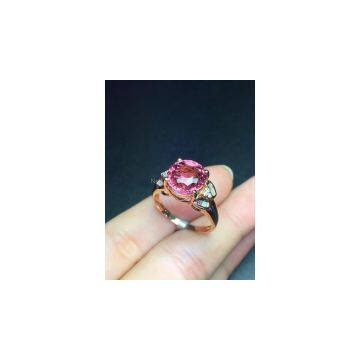 Neffly Hot Nature Tourmaline 18k Gold Diamond Ring photo-2