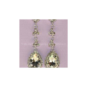 Bridal Teardrop Dangle Earring Clear Rhinestone Crystal