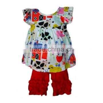 bulk wholesale kids clothing flutter sleeve animal pattern top with red ruffle shorts alli baba com character clothing wholesale