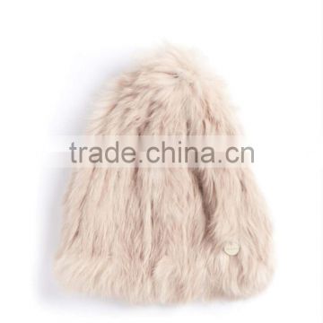 YR419 Stretch Knitted Beanie Real Rabbit Fur/China Factory Sale Hats