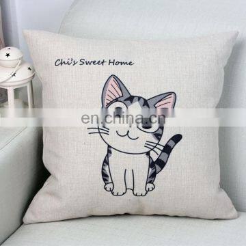 2016 Wholesale Home Decor Digital Printing Cotton And Linen Pillow Cat Cartoon Cushion photo-3