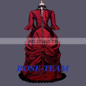 Rose Team-Free Shipping Custom-made Medieval Victorian Gown Ball Costume Wine Red Gothic Punk Dress