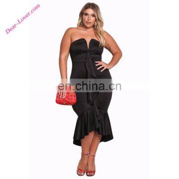 Wholesale Strapless Ruffle Big Size Women Dress Evening Dress