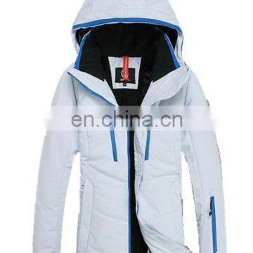 Waterproof men white ski jacket with TUV certification