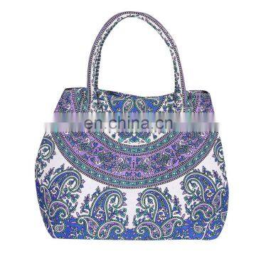 Indian Handbags Women Shoulder Bag Green Mandala Tote Bag Handmade Shopping Bag