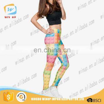 2016 Wholesale Rainbow Color Patterned Sports Women Leggings