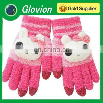 Innovative Pink rabbit winter warm capacitive Touchscreen gloves conductive gloves for ipad itouch