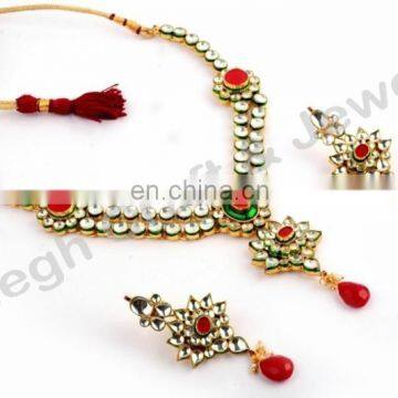 Designer Kundan Necklace set - Wholesale Real Kundan Jewellery - Bollywood Kundan Bridal Jewelry