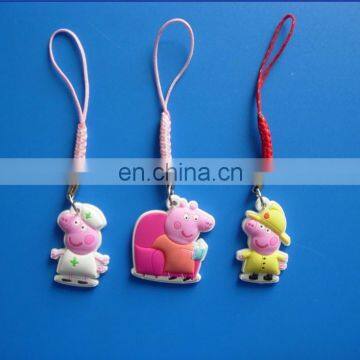 cute 3D soft pvc pig phone strap wholeale