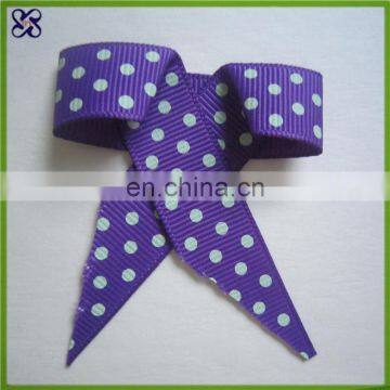 wholesale patterned white dotted pre-tied ribbon bow grosgrain ribbon