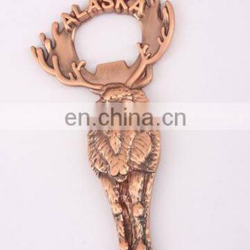 fashion Promotion & cheap alaska gift souvenirs zinc alloy custom animal shaped bottle opener with free design