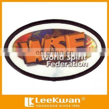 Embroidery Heat Transfer Patch, Brand Logo Patch Dye Sublimated Patch With Merrowed Border