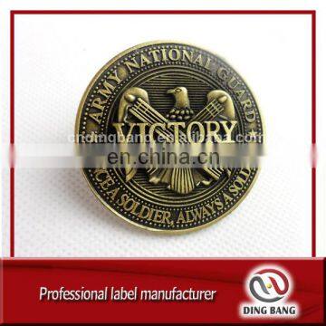 OEM Wholesale Old Style And Victory Theme Custom Embossed Eagle Metal Bronze Military Badge