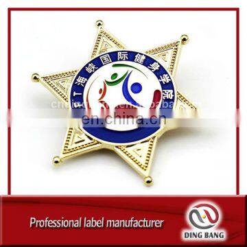 Professional OEM High Quality Special Event Decoration Use Custom Embossed & Enamel Logo Gold Star Pin