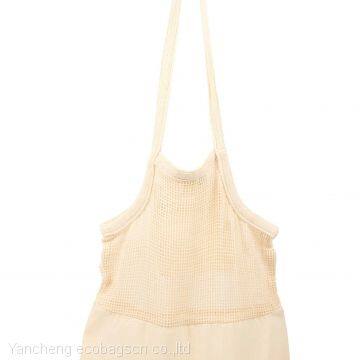 Reusable Grocery Shopping Bags - Mesh Net Tote with Reinforced Bottom Made from 100% Organic Cotton