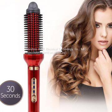 New Design Iron Hair Curler Brush Professional Heater Curling Brush Rechargeable Automatic Hair Curler AE-504