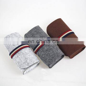 customized polyester felt eyeglass case with stripe for eyeglass storage