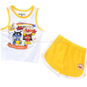 2020 Korean Children's Set new 100% Cotton Superman bread vest set