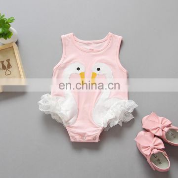 Fashion Swan Lace Summer Princess Cotton Newborn Baby Romper