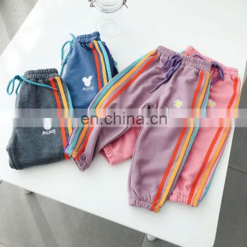 2020 Fall/Winter Korean Boys and Girls Pants Cotton Wool Cartoon Embroidered Boys and Girls Casual Pants