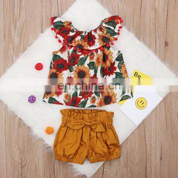 2019 Toddler Girls Summer Clothing Set Floral Rose Vest + Kids Shorts Kids Clothes Girls Shirt Pants Suit photo-3