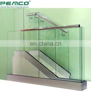 Modern Design Staircase Handrail Aluminum Base Shoe Frameless Glass Railing photo-5