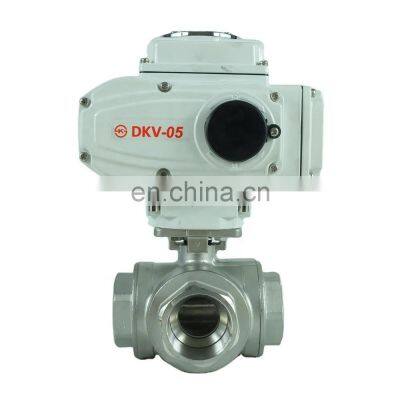 DKV OEM stainless steel Dn25 220V motorised operated trunnion mounted 3 way ball valve