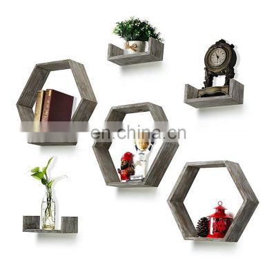 Rustic wooden wall mounted shelf  boxes for decoration