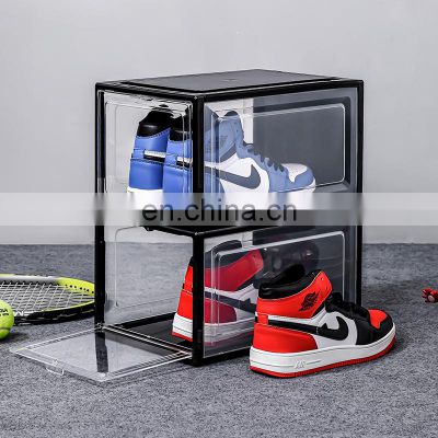 Front Drop open Basketball shoe storage box Plastic display Storage Nike AJ Sneaker showcase shoebox