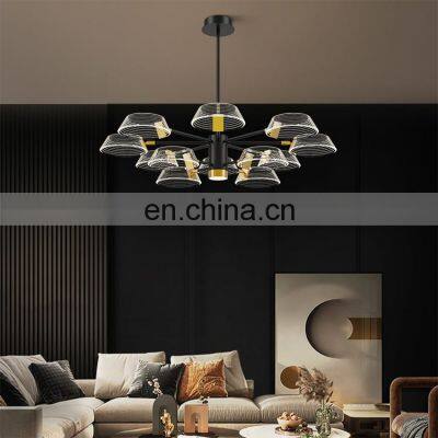 Simple Hanging Indoor Decoration Gold Black Color Living Room LED Contemporary Chandelier Lamp photo-2