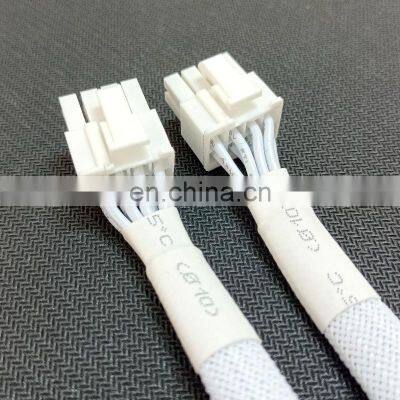 China Manufactory Braided 8 Pin Female to Dual 8 Pin Male GPU PCI Express White Splitter Power Adapter PCIE Cable with Sleeve